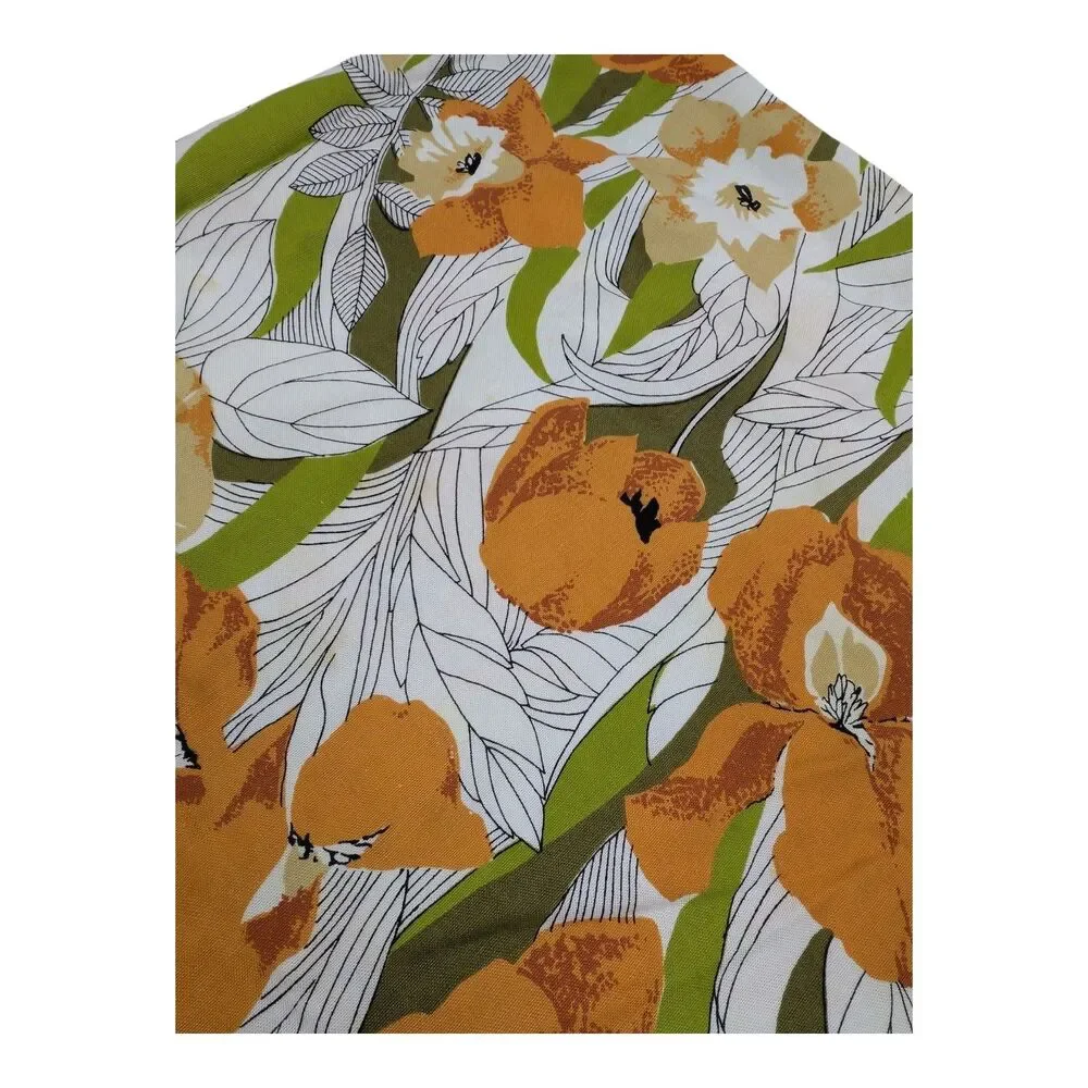 Round Terry Table Cloth w/ Fringe Green Orange Patio Table Covering 60”